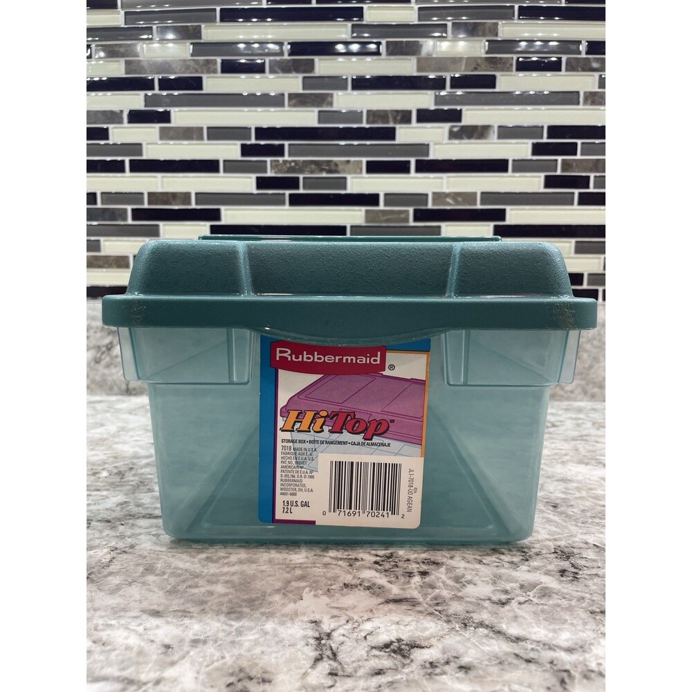 Vintage Rubbermaid  Hi Top Storage Box green  Container Plastic